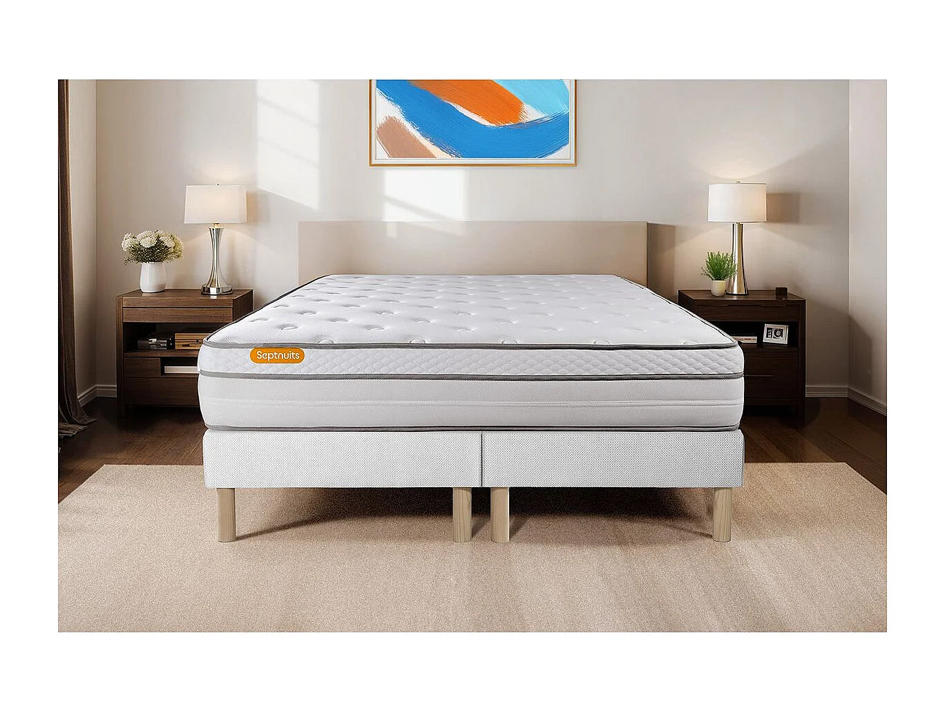 Matelas 180x200 + double sommiers 90x200 Memo Luxe Ressorts ensachés + mémoire de forme 5 zones de confort MAXI épaisseur