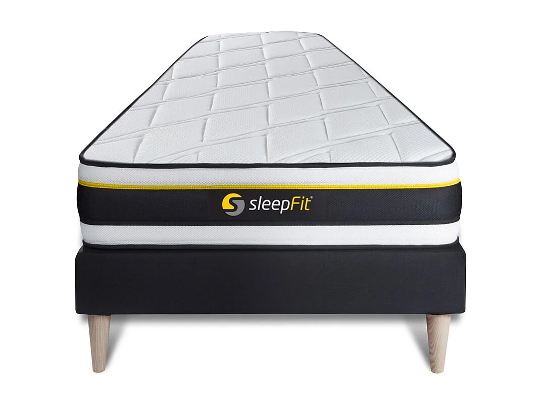 Ensemble 90x190 matelas SOFT + sommier kit noir