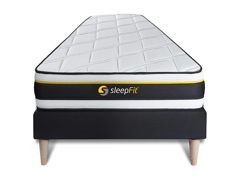 Ensemble 90x190 matelas SOFT + sommier kit noir