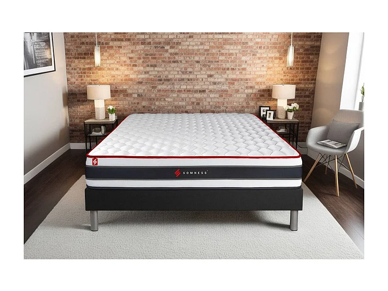 Ensemble sommier + matelas ENERGY ressorts ensachés et mémoire de forme 140x190