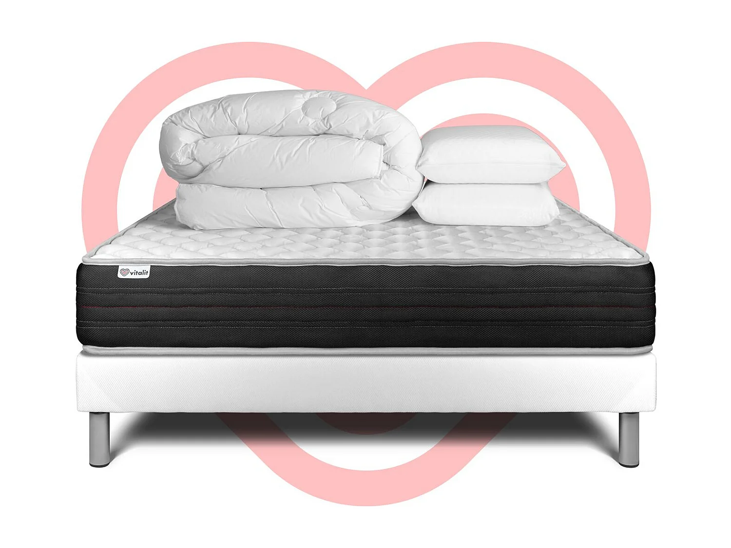 Pack prêt à dormir VITALMEMO ONE 200 x 200 cm sommier Kit blanc