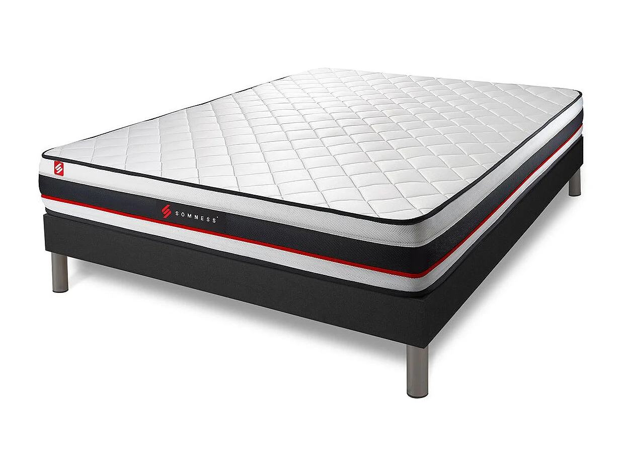 Pack sommier + matelas FORM 160x200 + 2 oreillers mémoire de forme + Couette Percale