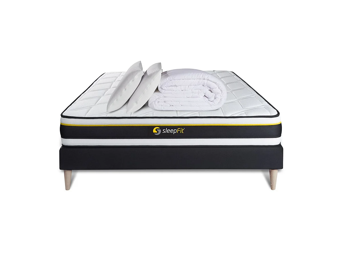 Compleet bedpakket - Matras 180x200 cm + Lattenbodem (set) + 2 kussens + Dekbed - Zacht