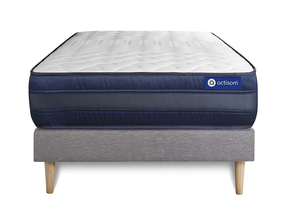 Lattenbodem en Actiflex tech matras 90x200cm , matrasdikte : 24 cm , pocketveren en traagschuim , zeer stevig, 5 comfortzones