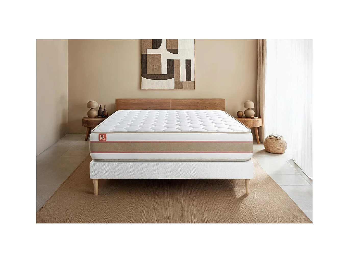 Ensemble LE DÉLICAT 90x200cm Ressorts ensachés + Mémoire de forme 5 zones de confort - Ep. 26cm + sommier kit Blanc