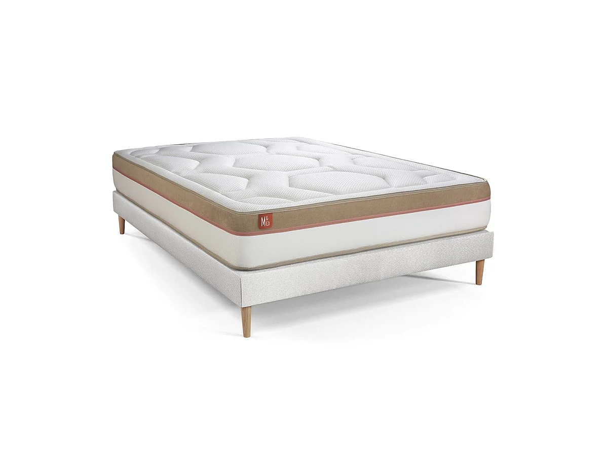Ensemble LE COSY 140x190cm Mémoire de forme 7 zones de confort - Ep. 30cm + sommier Blanc