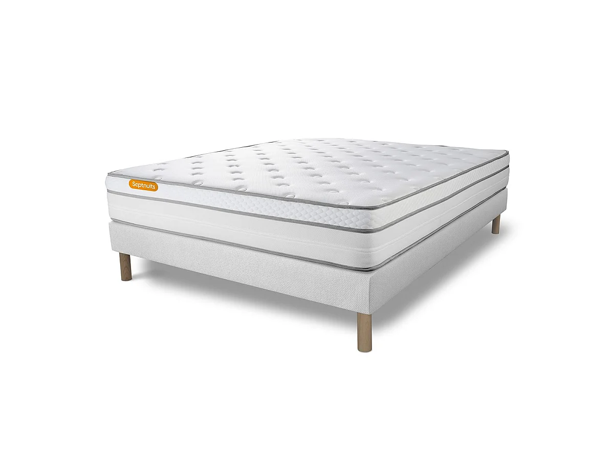 Matelas + sommier 160x200 Memo Luxe Ressorts ensachés + mémoire de forme 5 zones de confort MAXI épaisseur