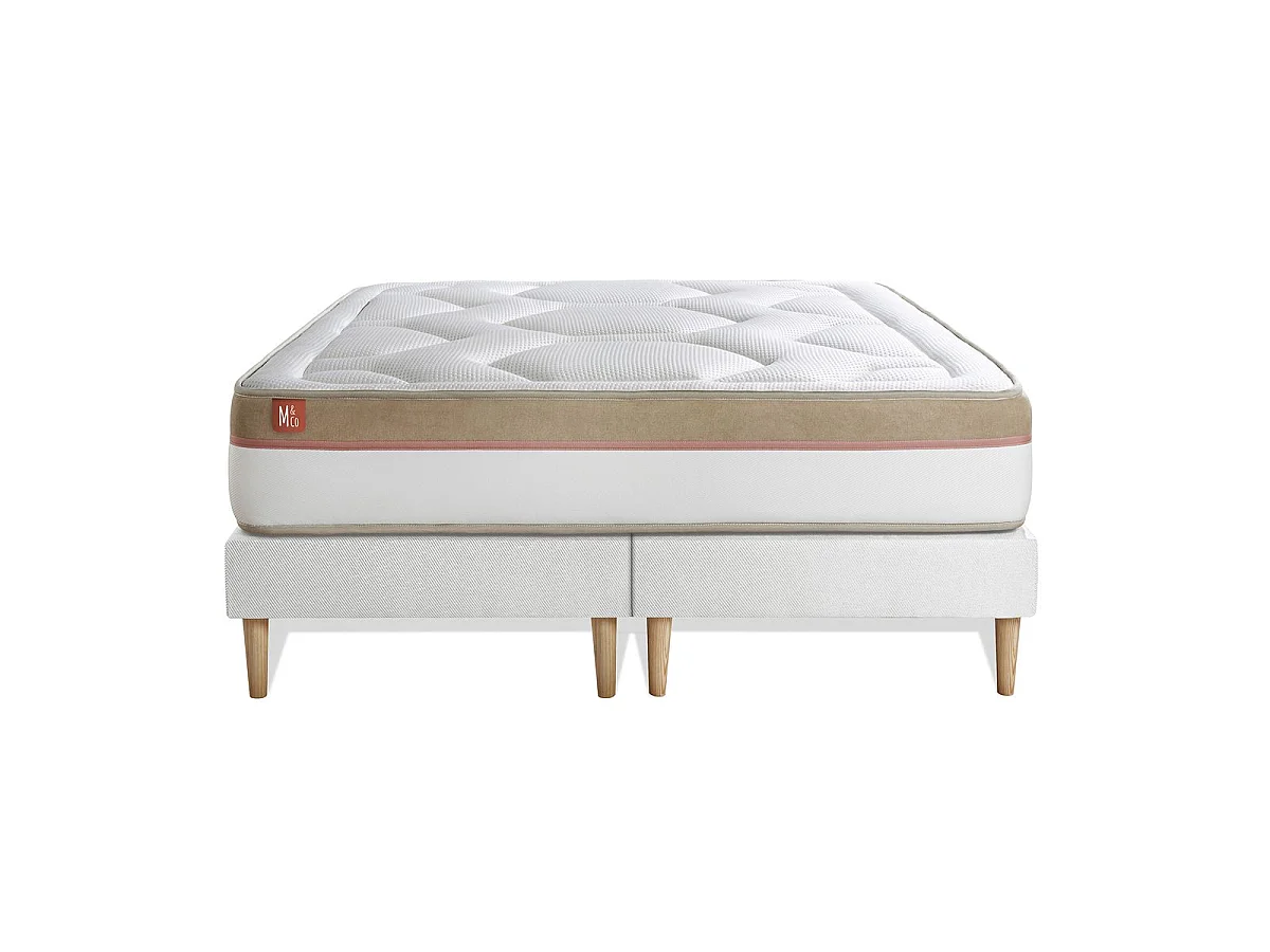 Pack prêt à dormir matelas LE COSY 200x200cm Mémoire de forme - Ep. 30cm + double sommiers Blanc + 2 oreillers + couette