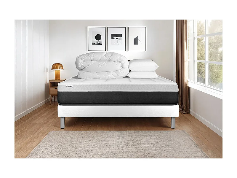Pack prêt à dormir VITAL FORM 140 x 200 cm sommier Kit blanc
