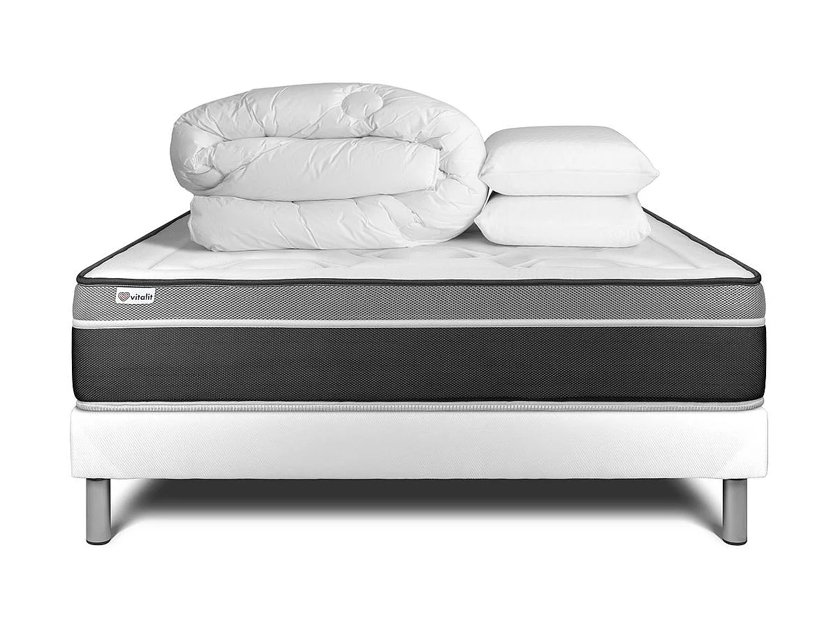 Pack prêt à dormir VITAL CARE 180 x 200 cm sommier Kit blanc