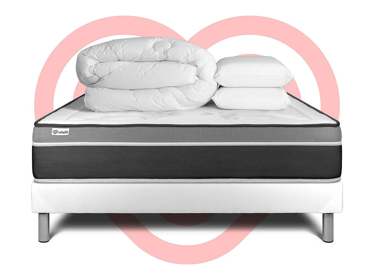 Pack prêt à dormir VITAL CARE 180 x 200 cm sommier Kit blanc