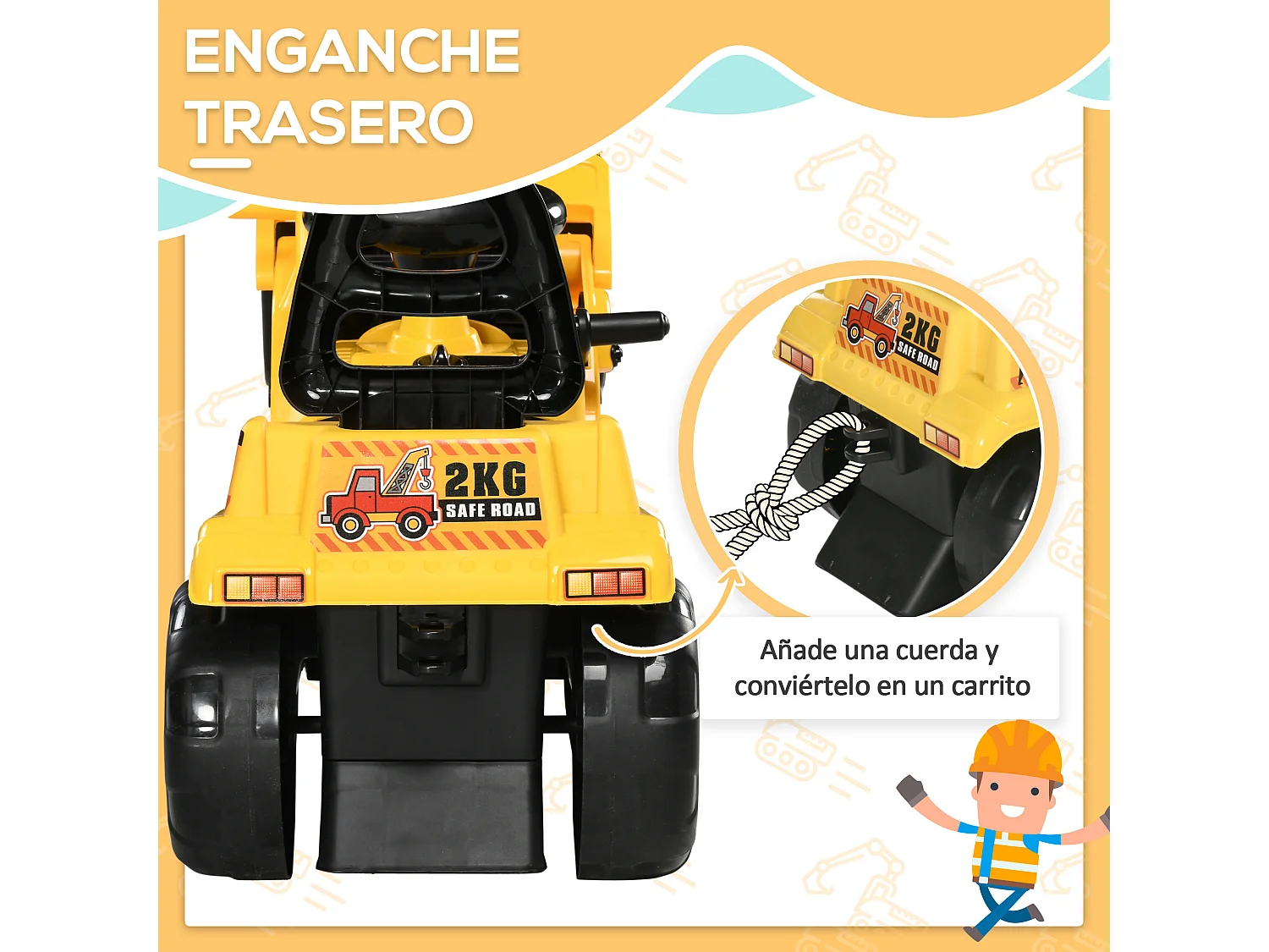 Tractor sin pedales amarillo 83x27x39 cm HOMCOM