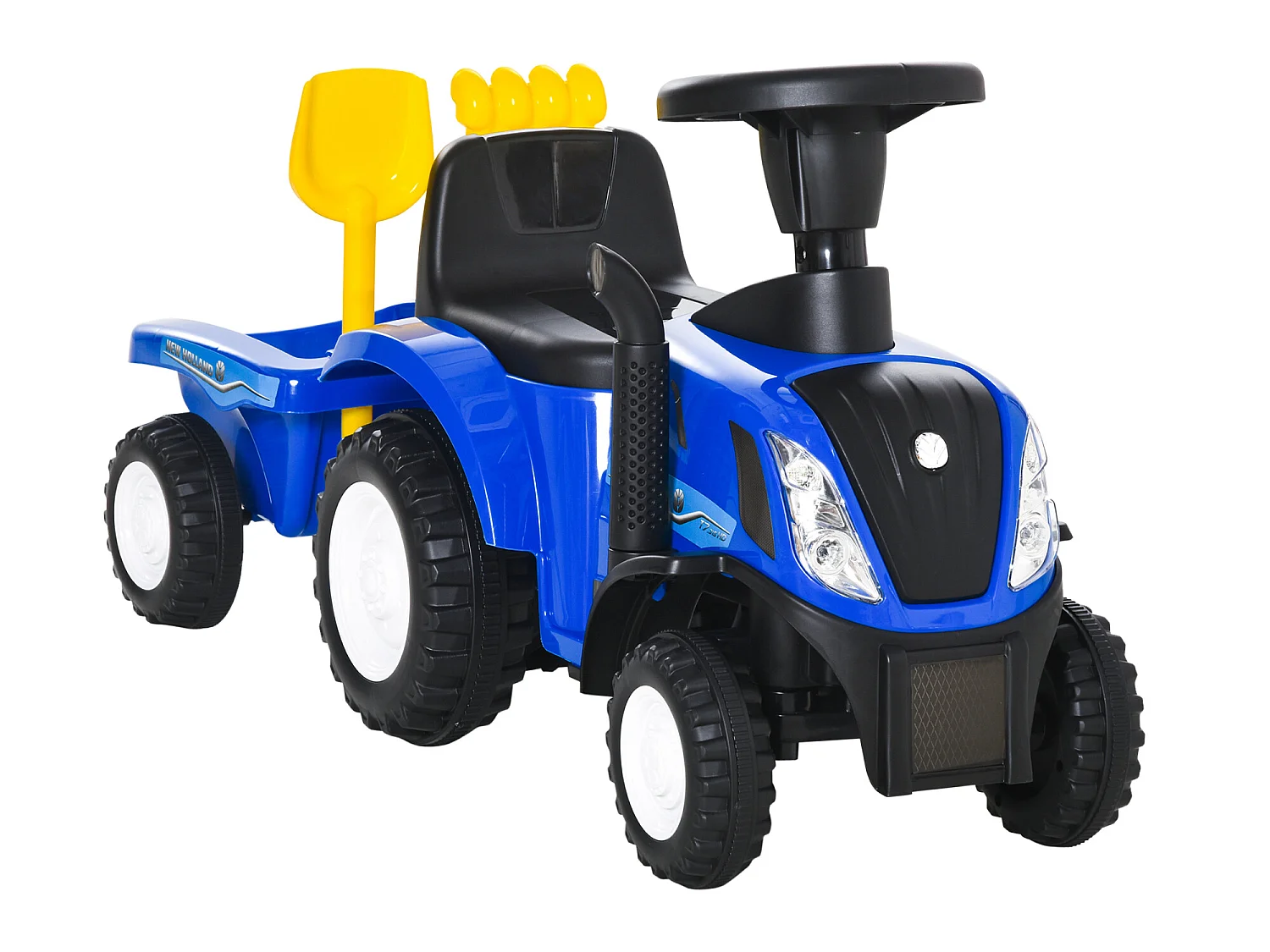 Tractor con remolque infantil azul 91x29x44 cm HOMCOM