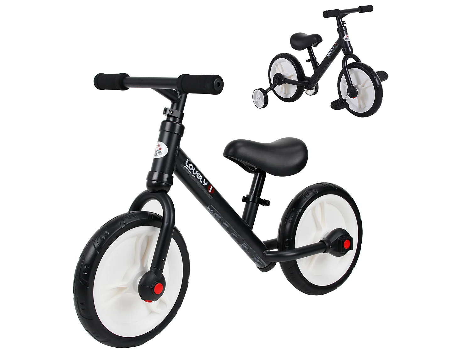 Bicicleta de equilibrio negro 85x36x54cm HOMCOM