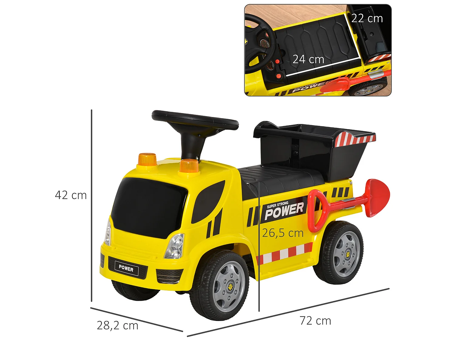Coche correpasillos infantil amarillo 72x28.2x42 cm HOMCOM