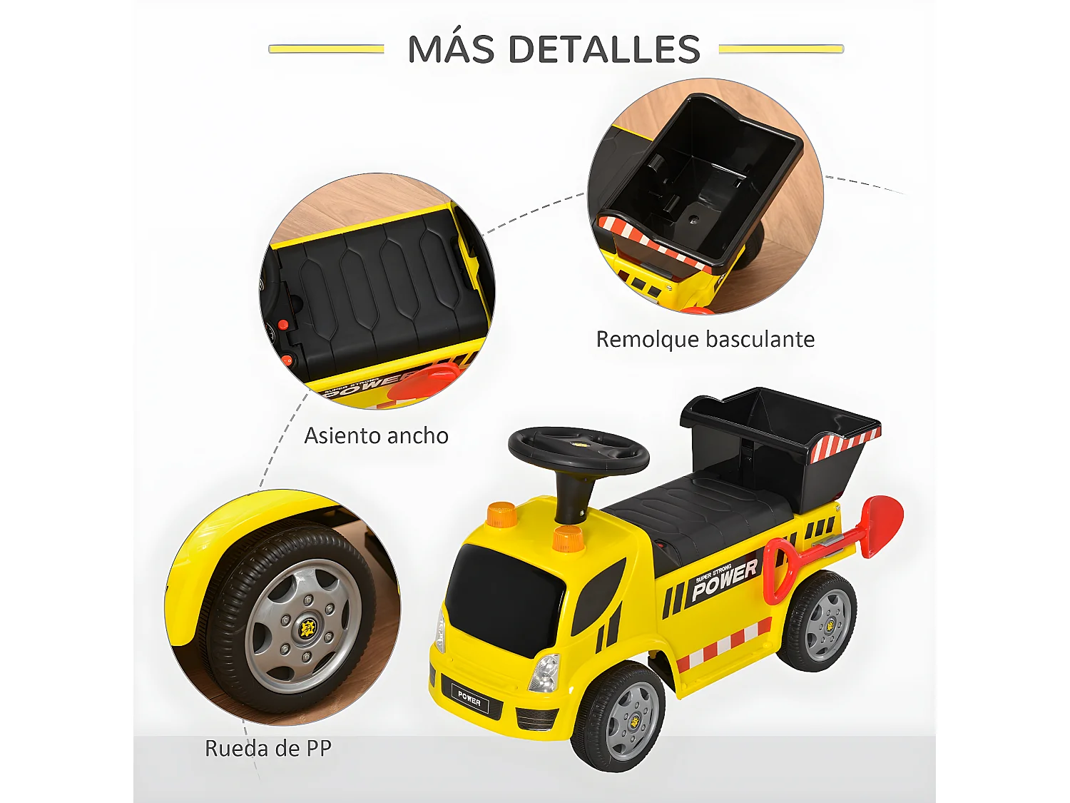 Coche correpasillos infantil amarillo 72x28.2x42 cm HOMCOM