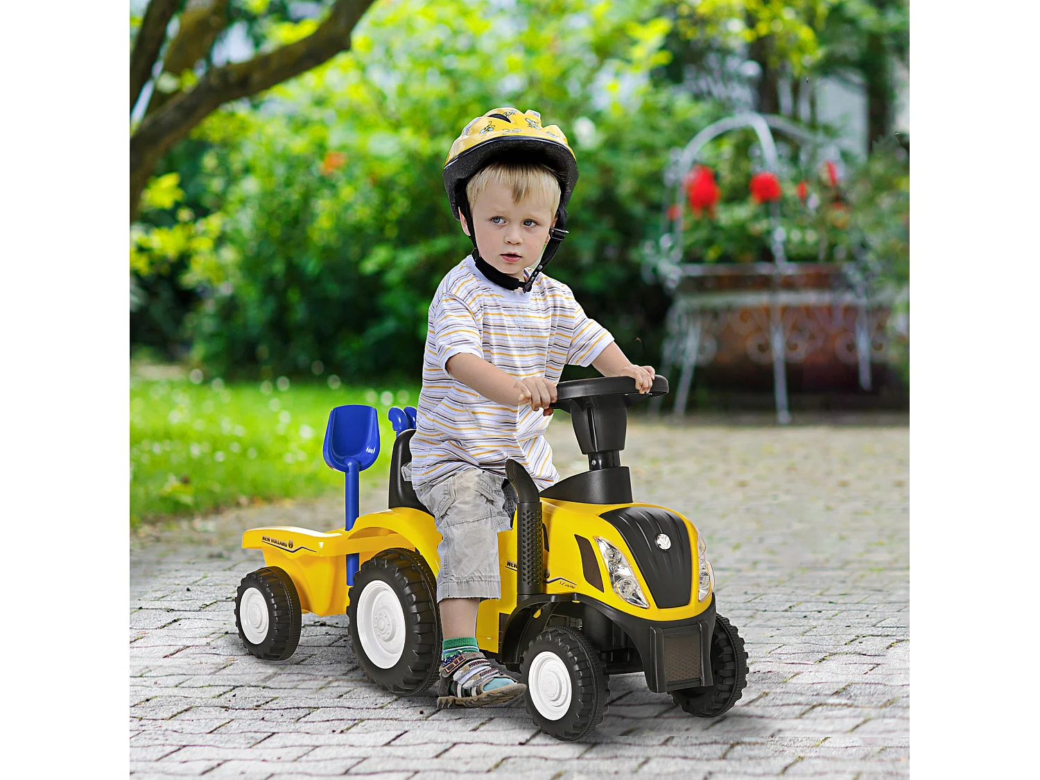 Tractor con remolque infantil amarillo 91x29x44 cm HOMCOM