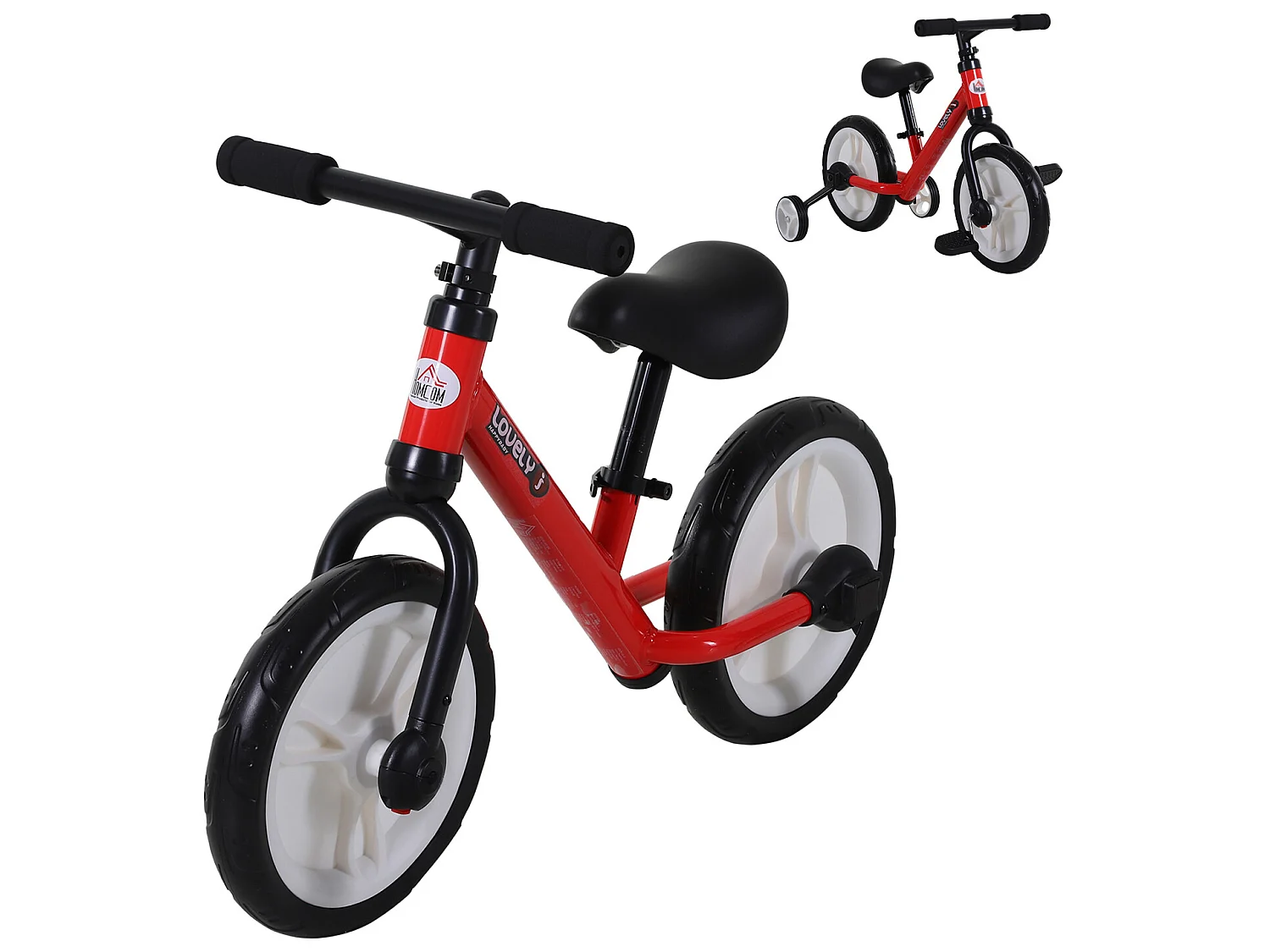 Bicicleta equilibrio 2 en 1 rojo 85x36x54cm HOMCOM