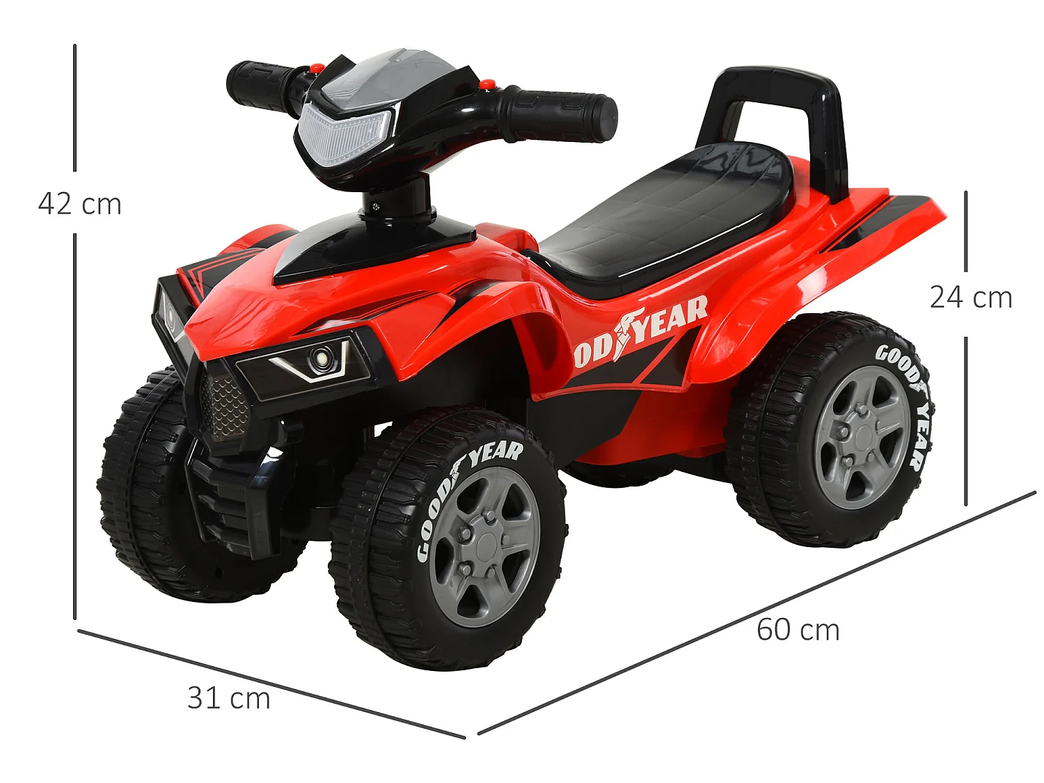 Quad infantil rojo 60x31x42cm HOMCOM