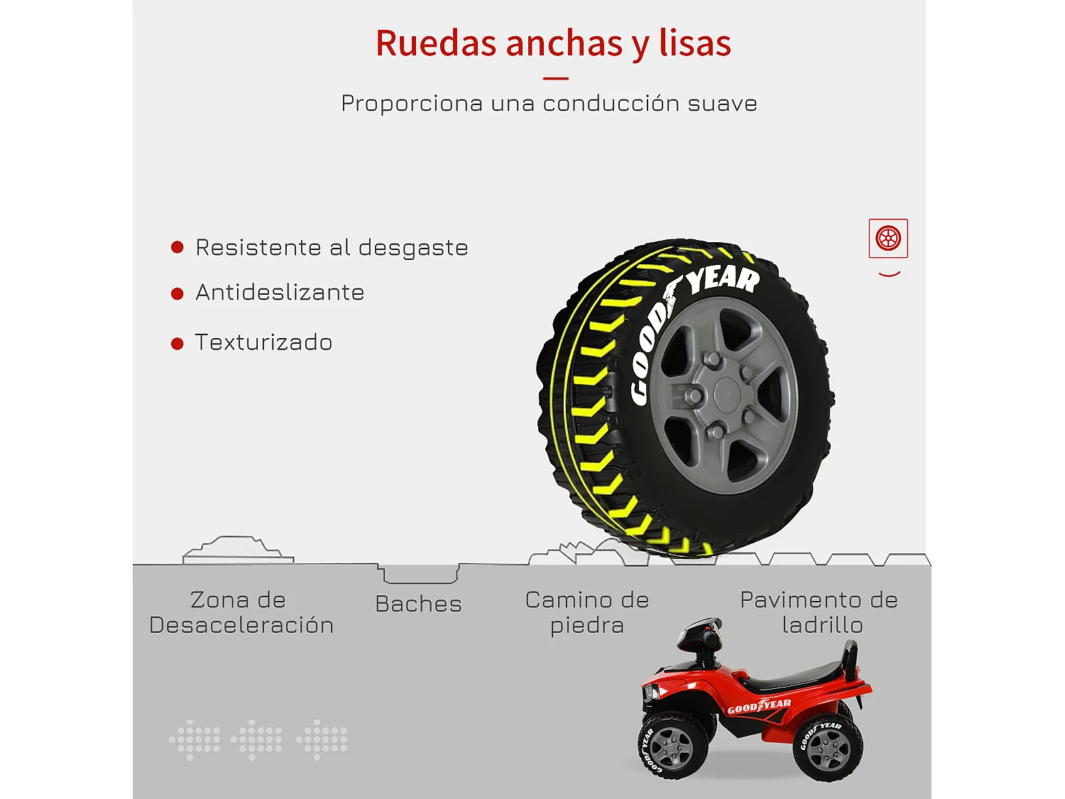 Quad infantil rojo 60x31x42cm HOMCOM