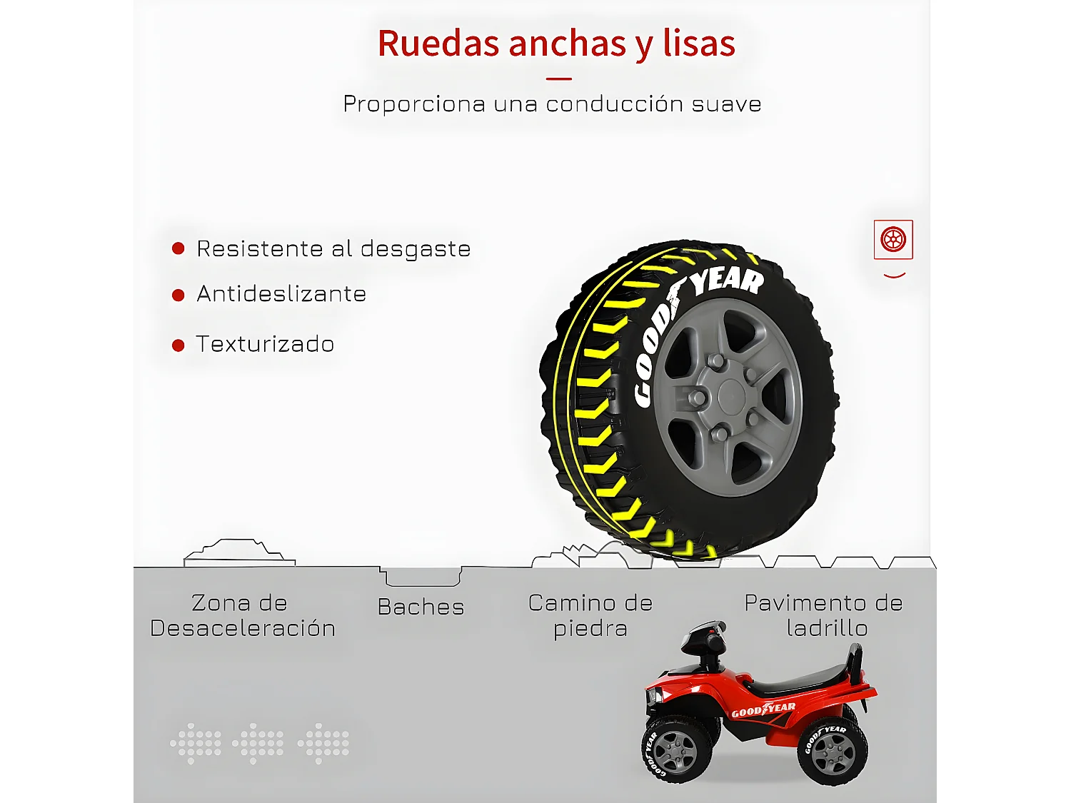 Quad infantil rojo 60x31x42cm HOMCOM