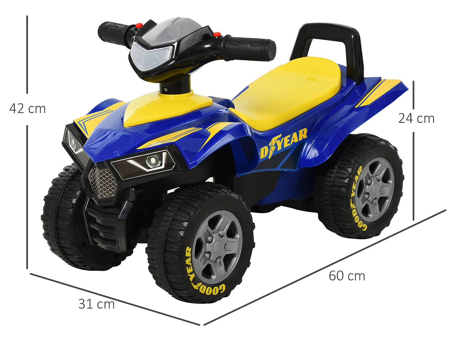 Quad infantil azul 60x31x42 cm HOMCOM