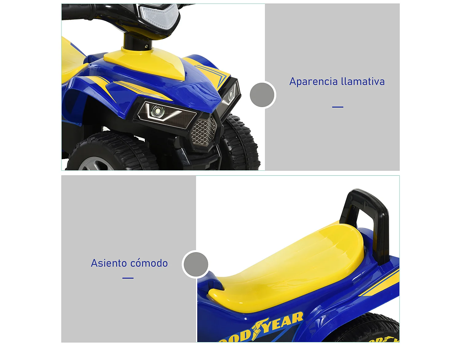 Quad infantil azul 60x31x42 cm HOMCOM