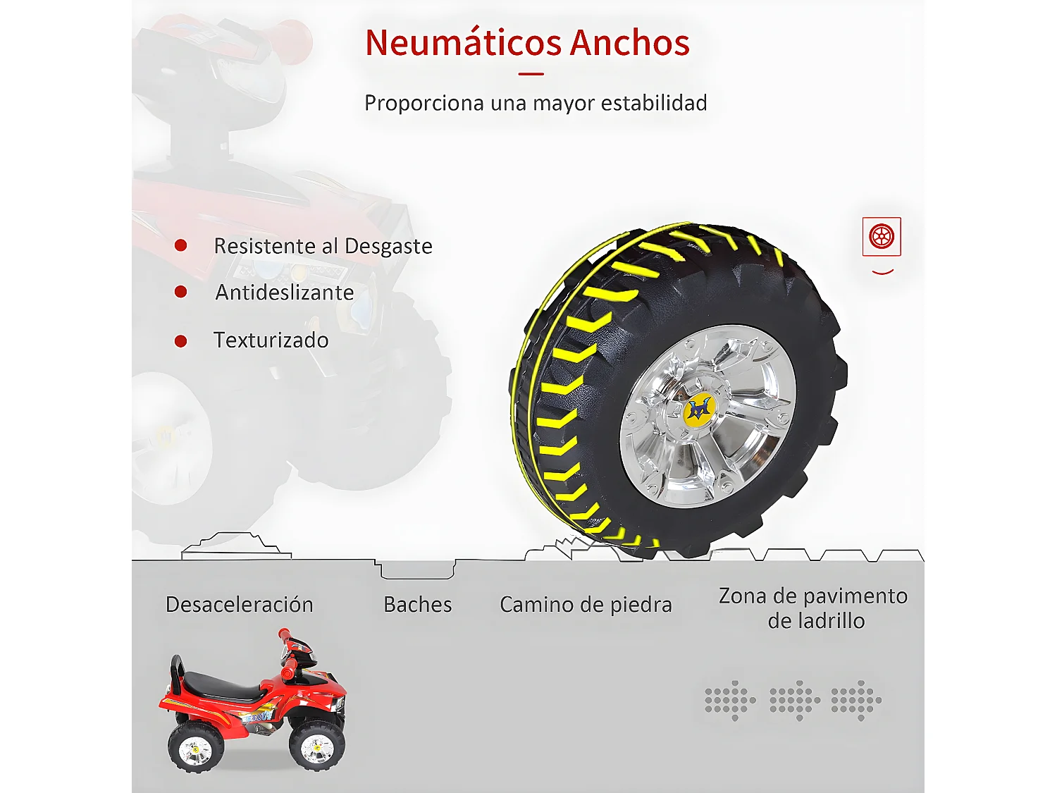 Quad correpasillos infantil rojo 60x38x42 cm HOMCOM