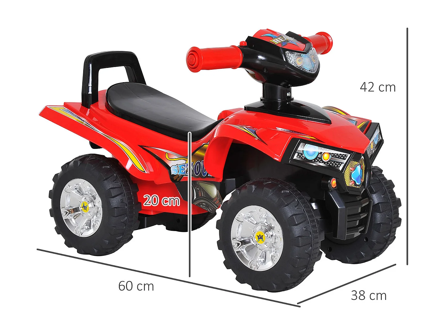 Quad correpasillos infantil rojo 60x38x42 cm HOMCOM