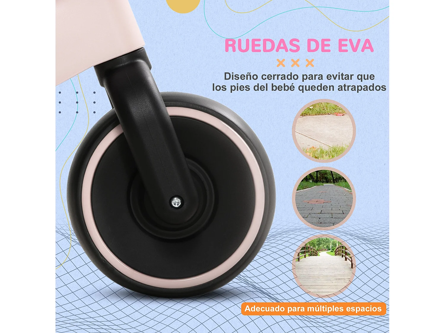 Bicicleta sin pedales rosa 66.5x34x46.5 cm AIYAPLAY