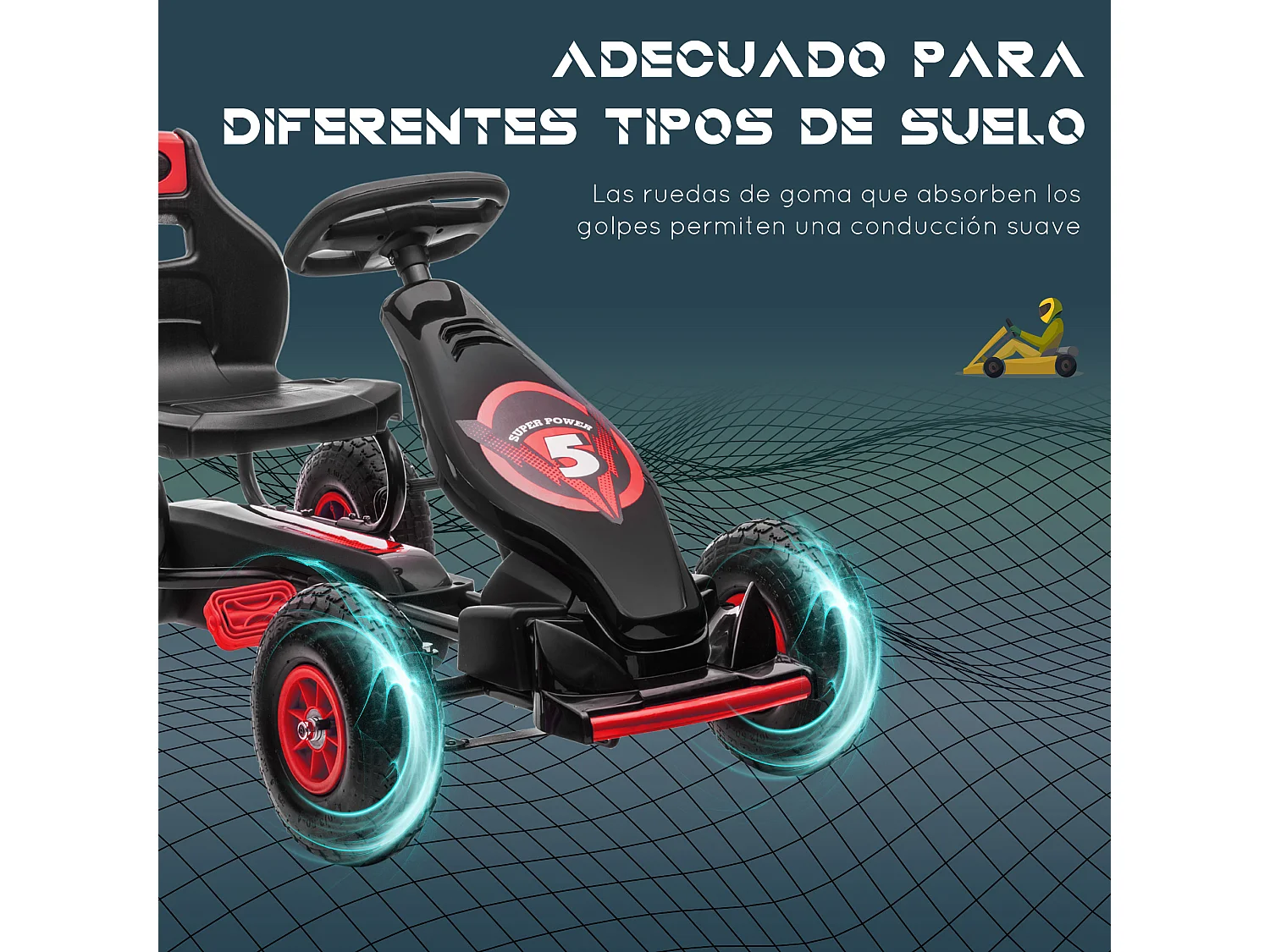 Gokart a pedales rojo 121x58x61 cm HOMCOM