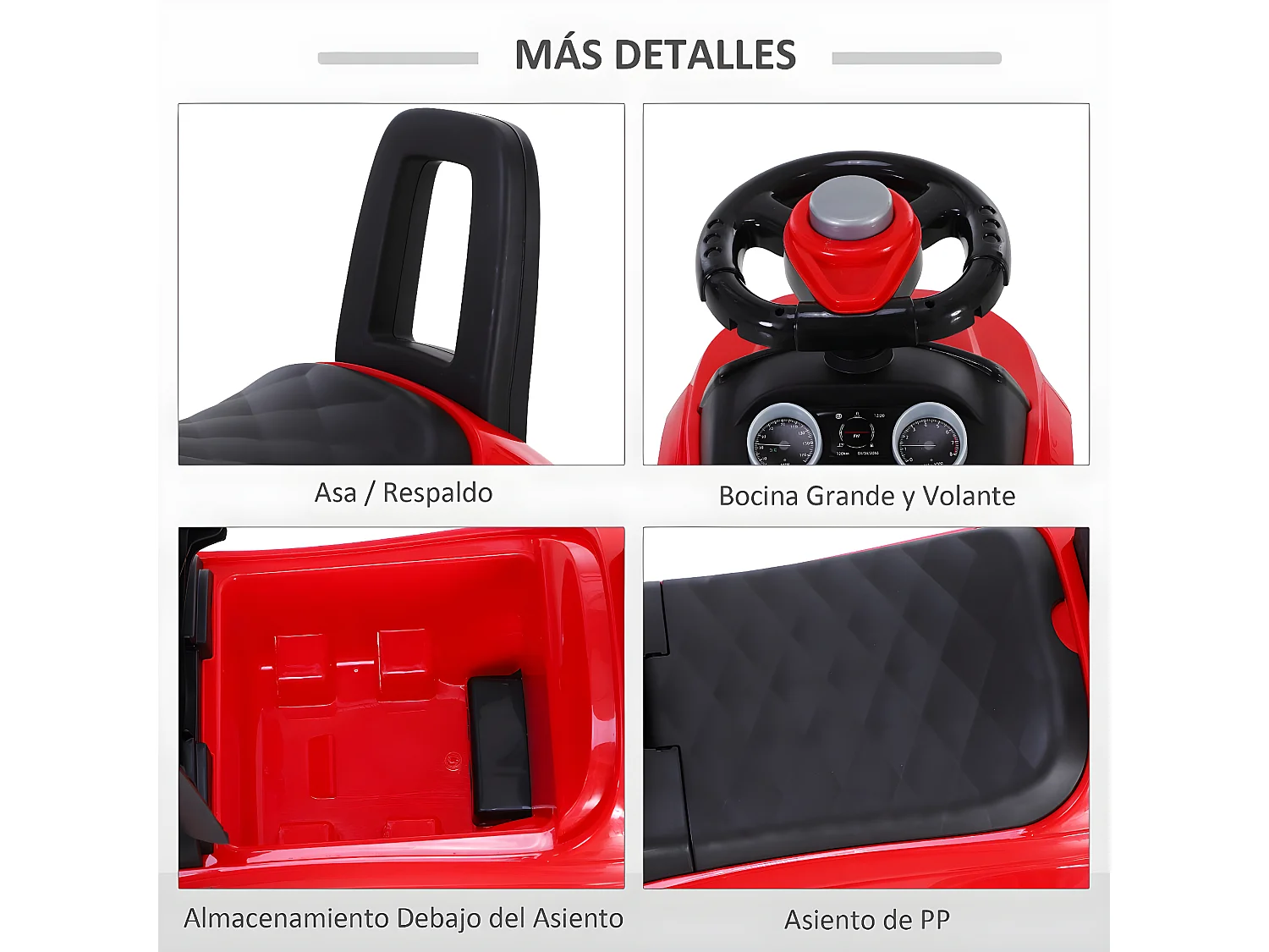 Quad correpasillos para niño rojo 62x28x41,5cm HOMCOM