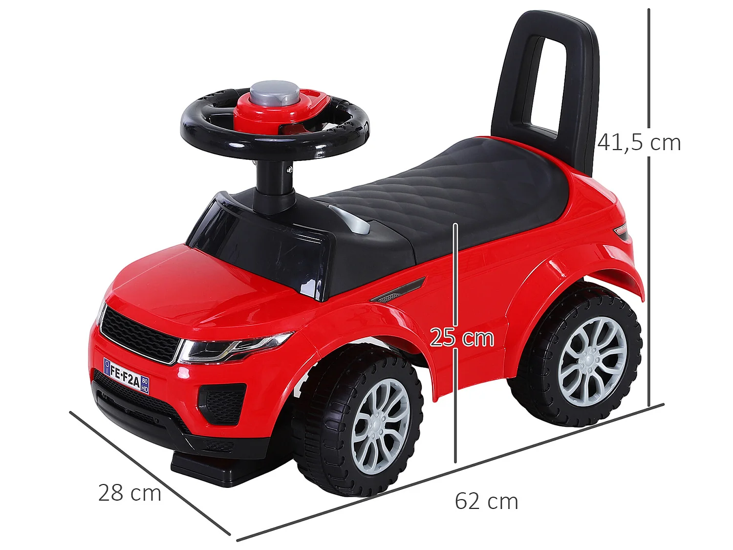 Quad correpasillos para niño rojo 62x28x41,5cm HOMCOM