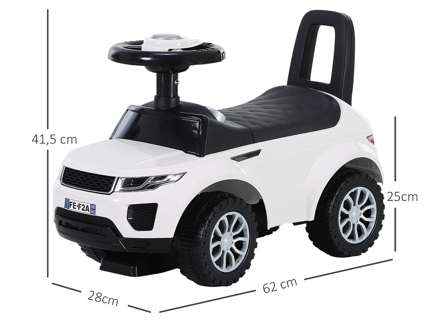 Quad correpasillos para niño blanco 62x28x41,5cm HOMCOM