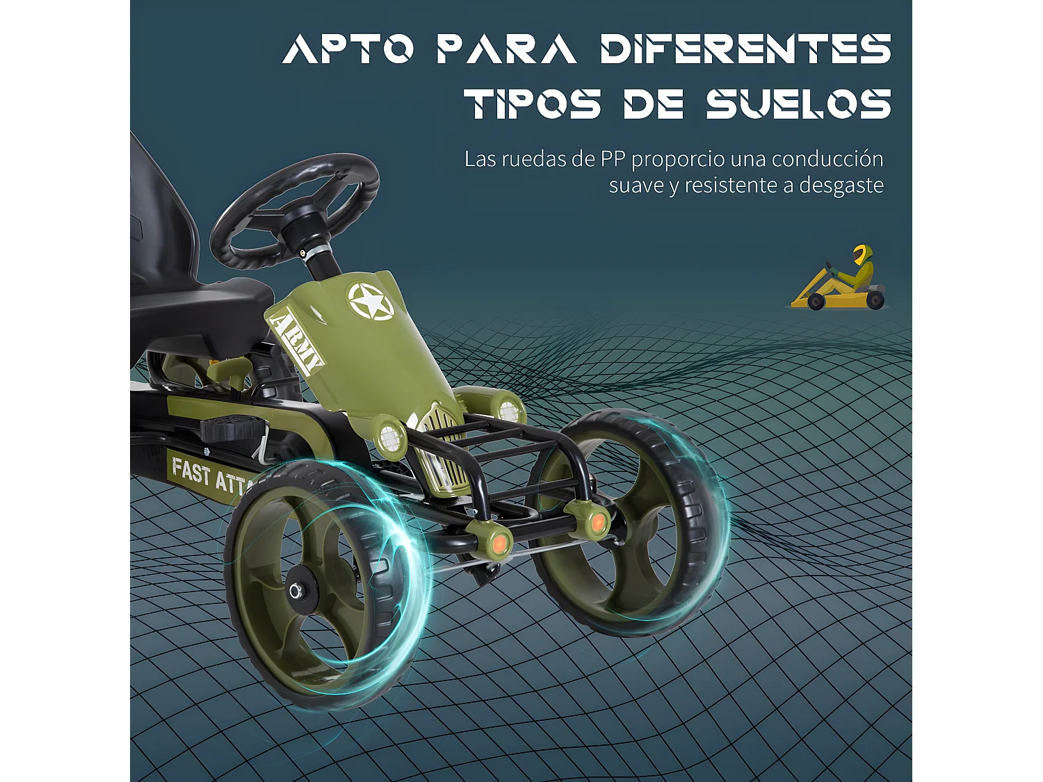 Go-kart a pedales verde 105x54x61 cm HOMCOM