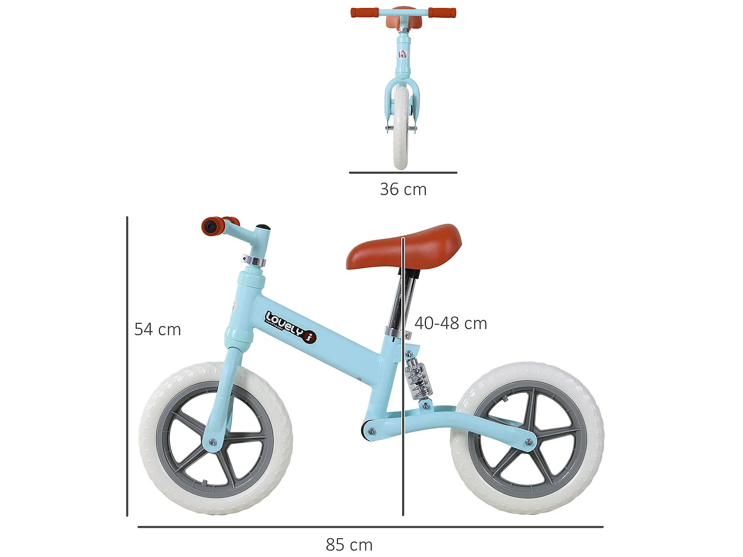 Bicicleta sin pedales azul 85x36x54 cm HOMCOM
