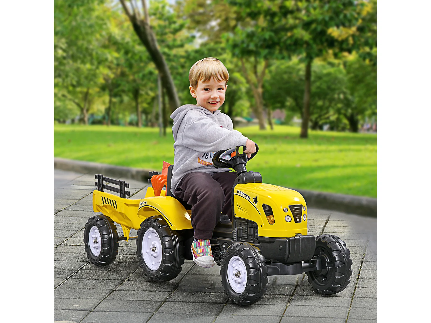 Tractor infantil amarillo 133x42x51 cm HOMCOM