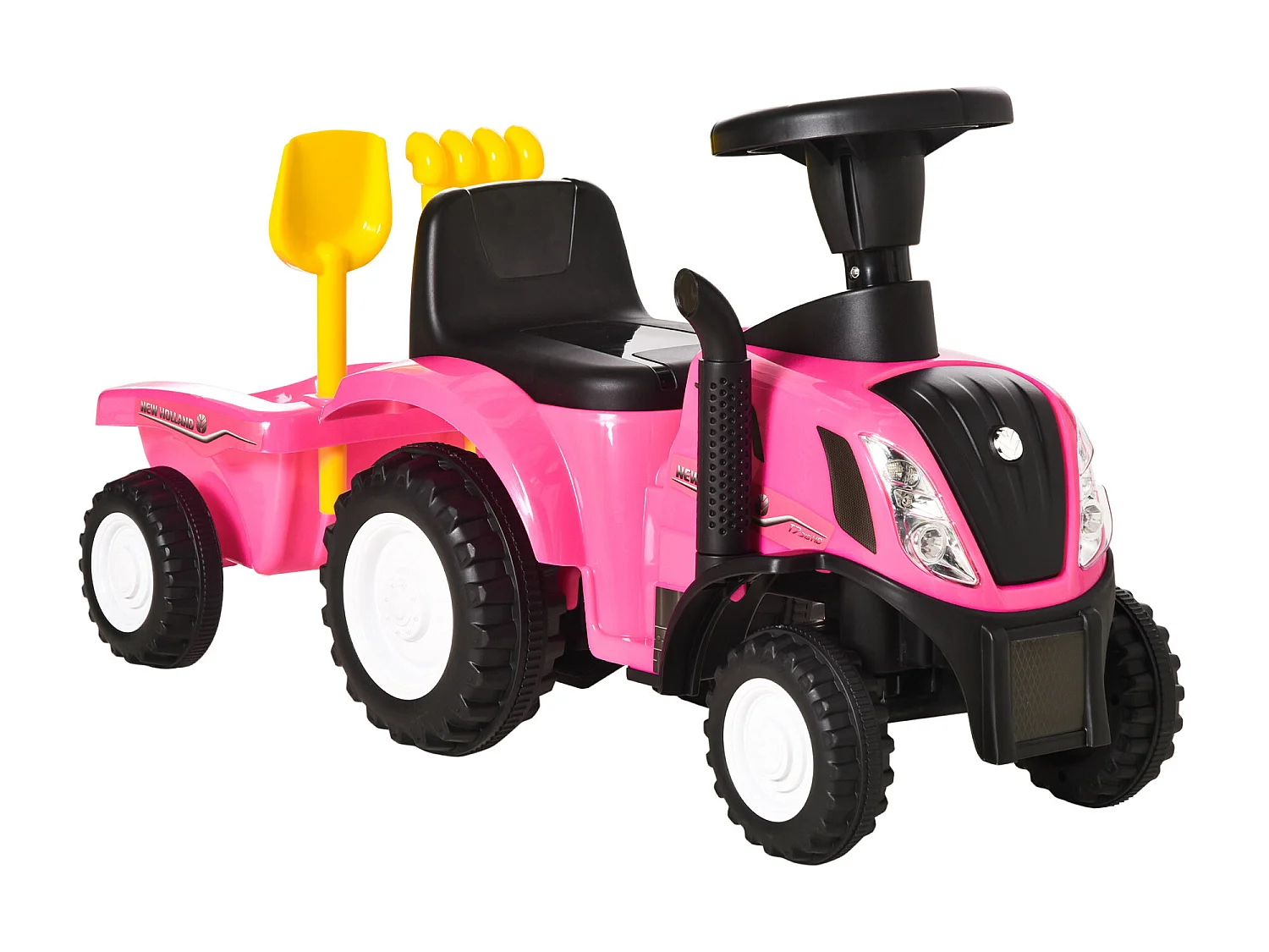 Tractor con remolque infantil rosa 91x29x44 cm HOMCOM