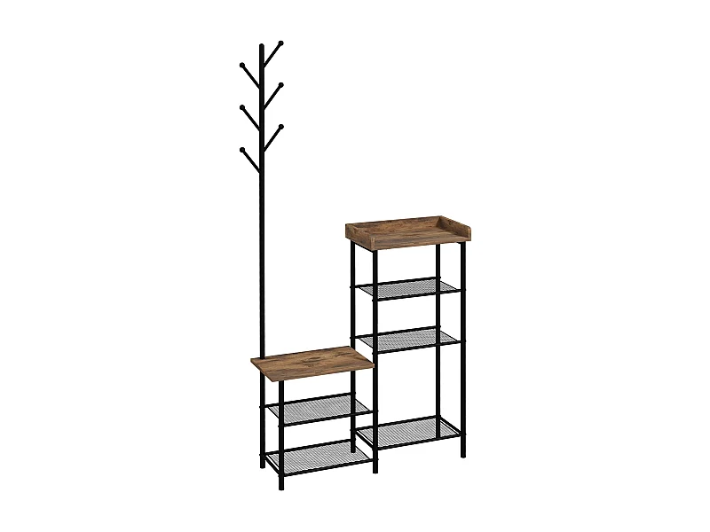 Perchero con zapatero marrón rústico 92.5x28.2x182 cm HOMCOM