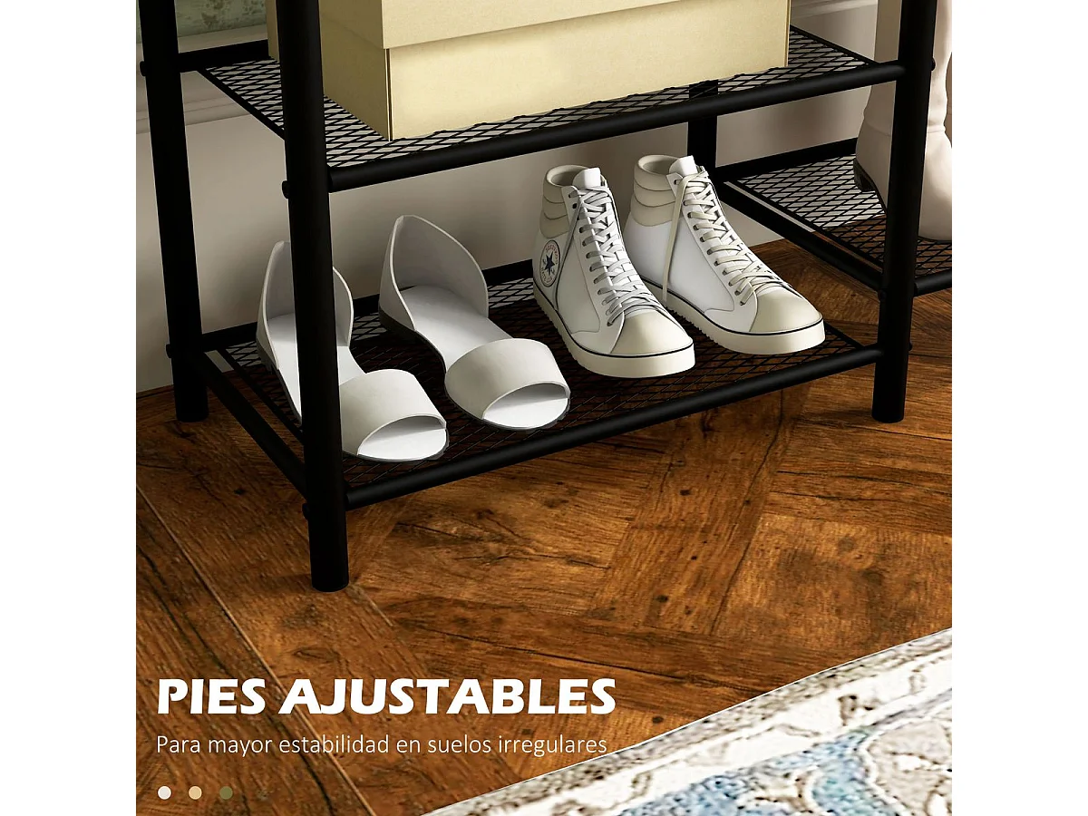 Perchero con zapatero marrón rústico 92.5x28.2x182 cm HOMCOM