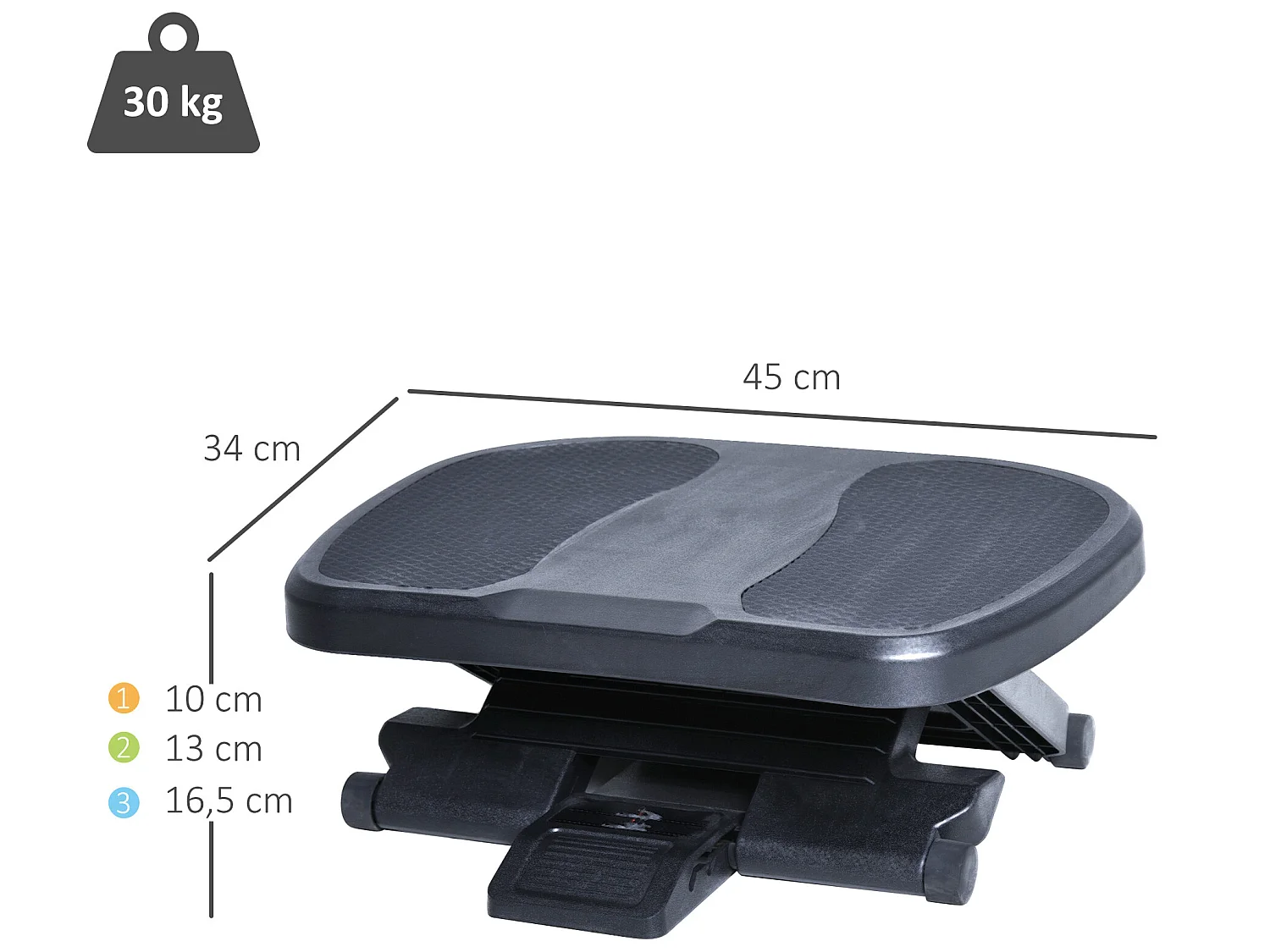 Reposapiés negro 45x34x16.5 cm HOMCOM