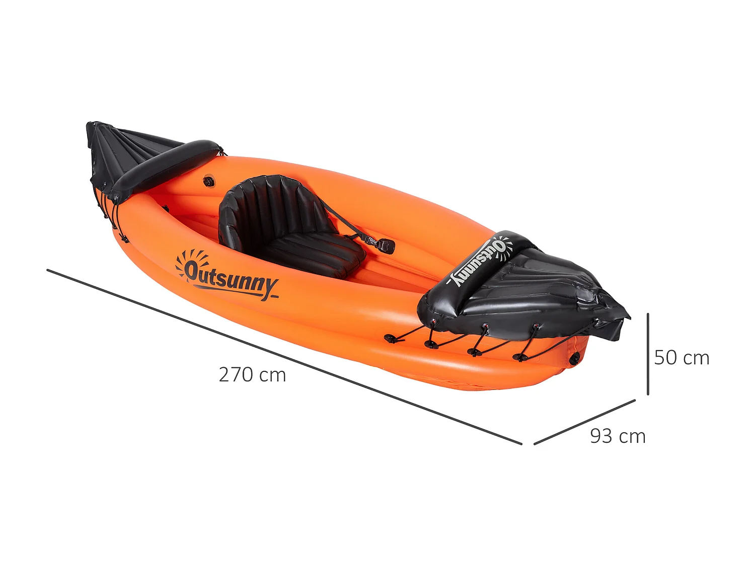 Kayak hinchable naranja 270x93x50 cm Outsunny