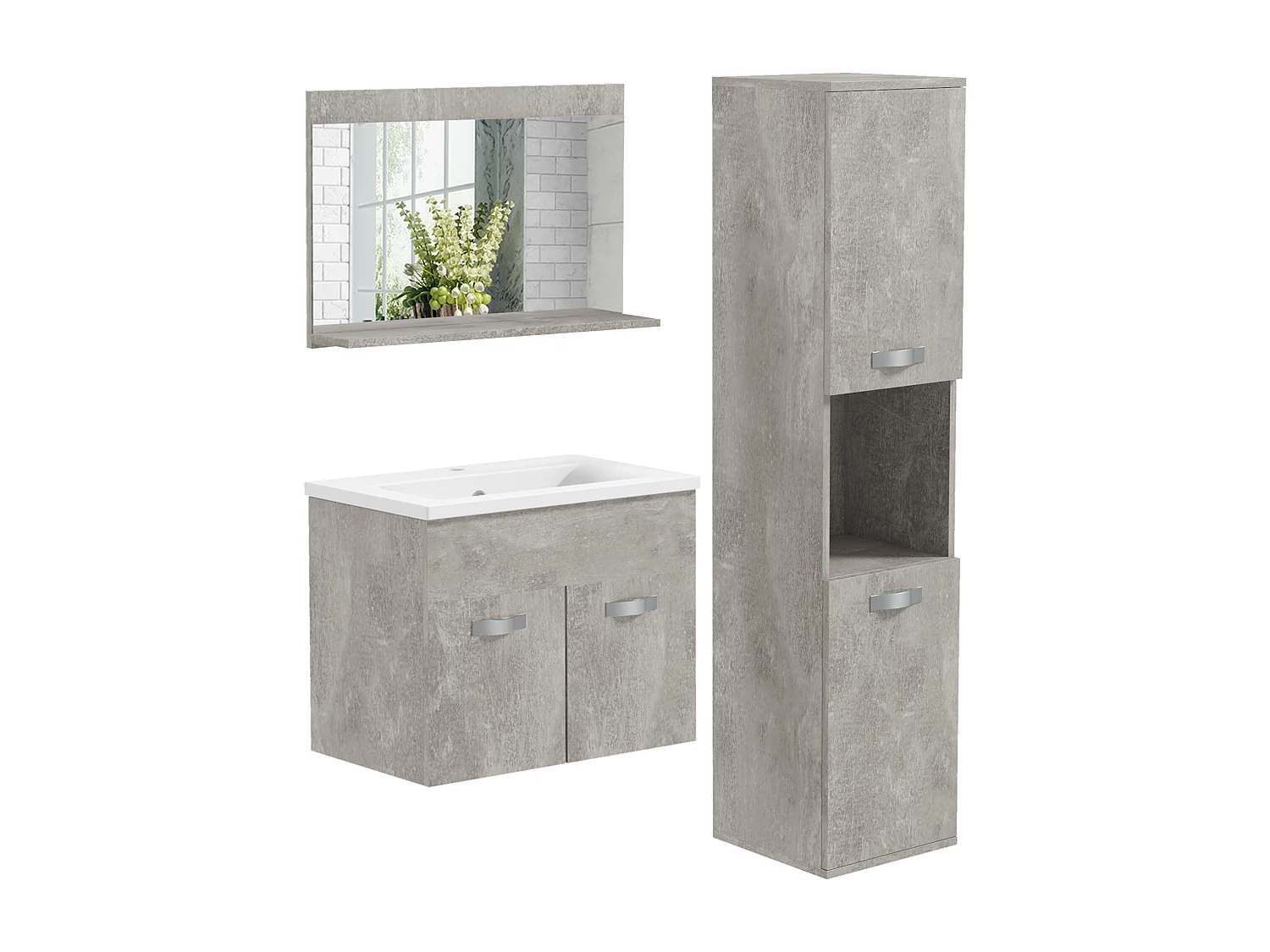 Conjunto de muebles de baño gris 30x30x131.5 cm kleankin