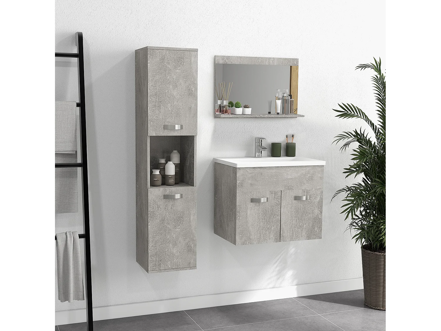Conjunto de muebles de baño gris 30x30x131.5 cm kleankin