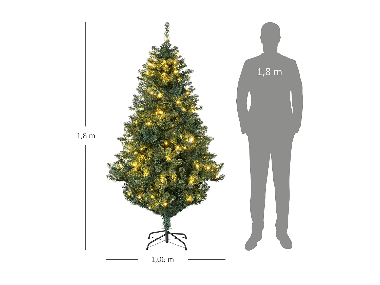 Árbol de navidad verde 106x106x180 cm HOMCOM