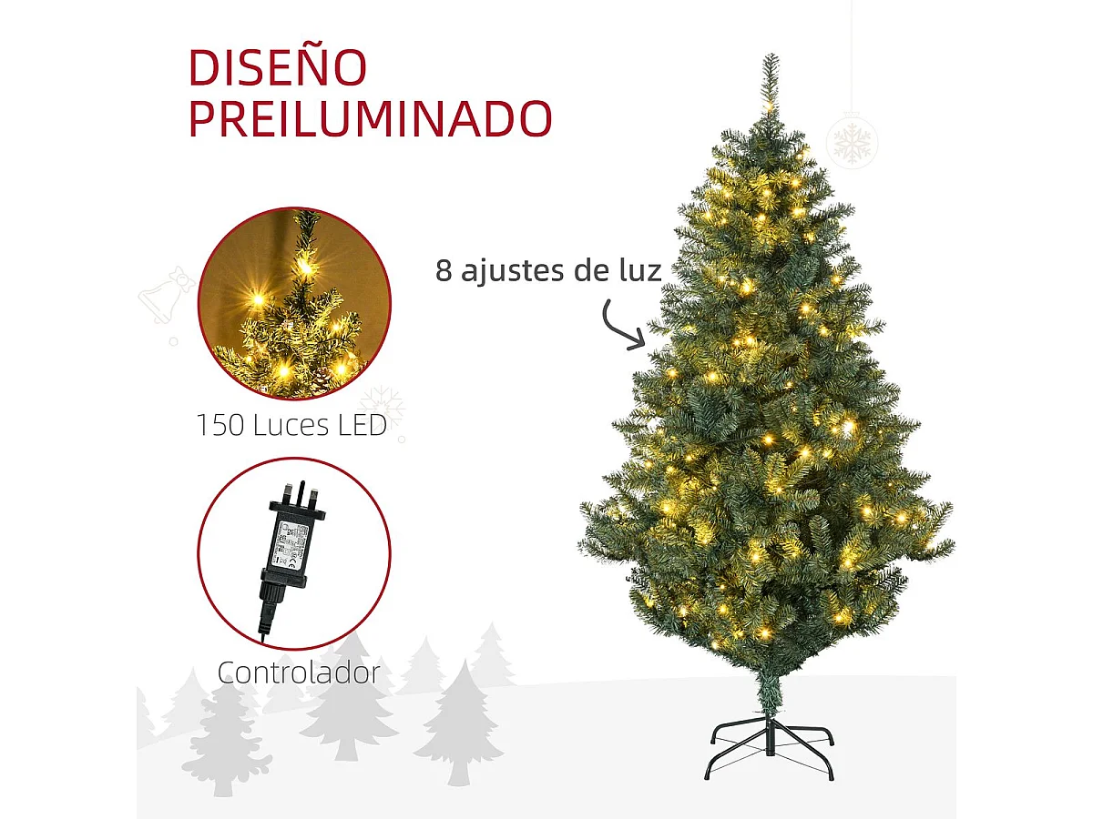 Árbol de navidad verde 106x106x180 cm HOMCOM