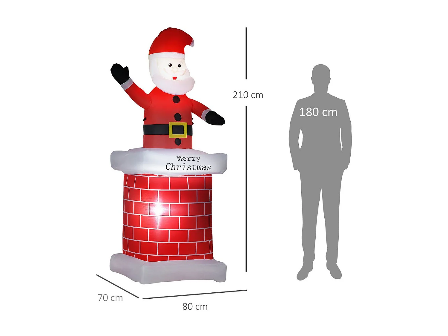 Papá noel inflable rojo 80x70x210 cm HOMCOM