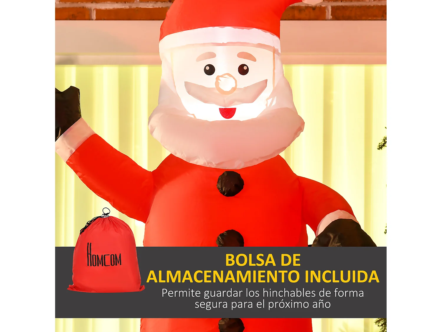 Papá noel inflable rojo 80x70x210 cm HOMCOM