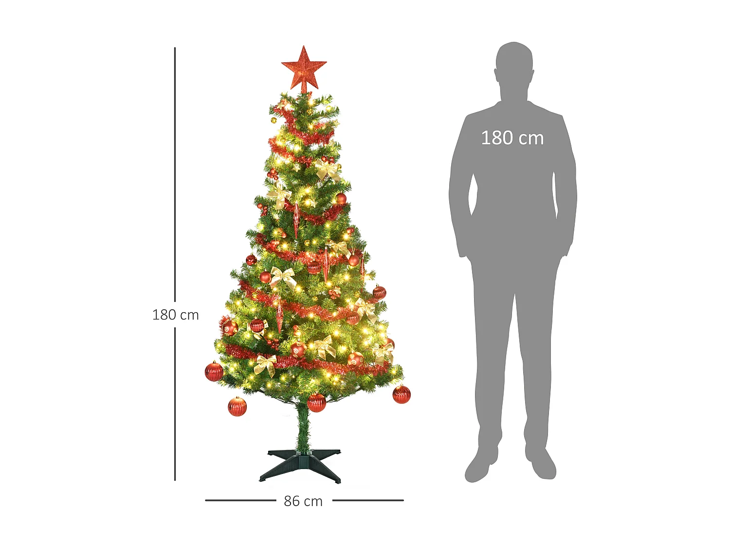 Árbol de navidad verde 86x86x180 cm HOMCOM