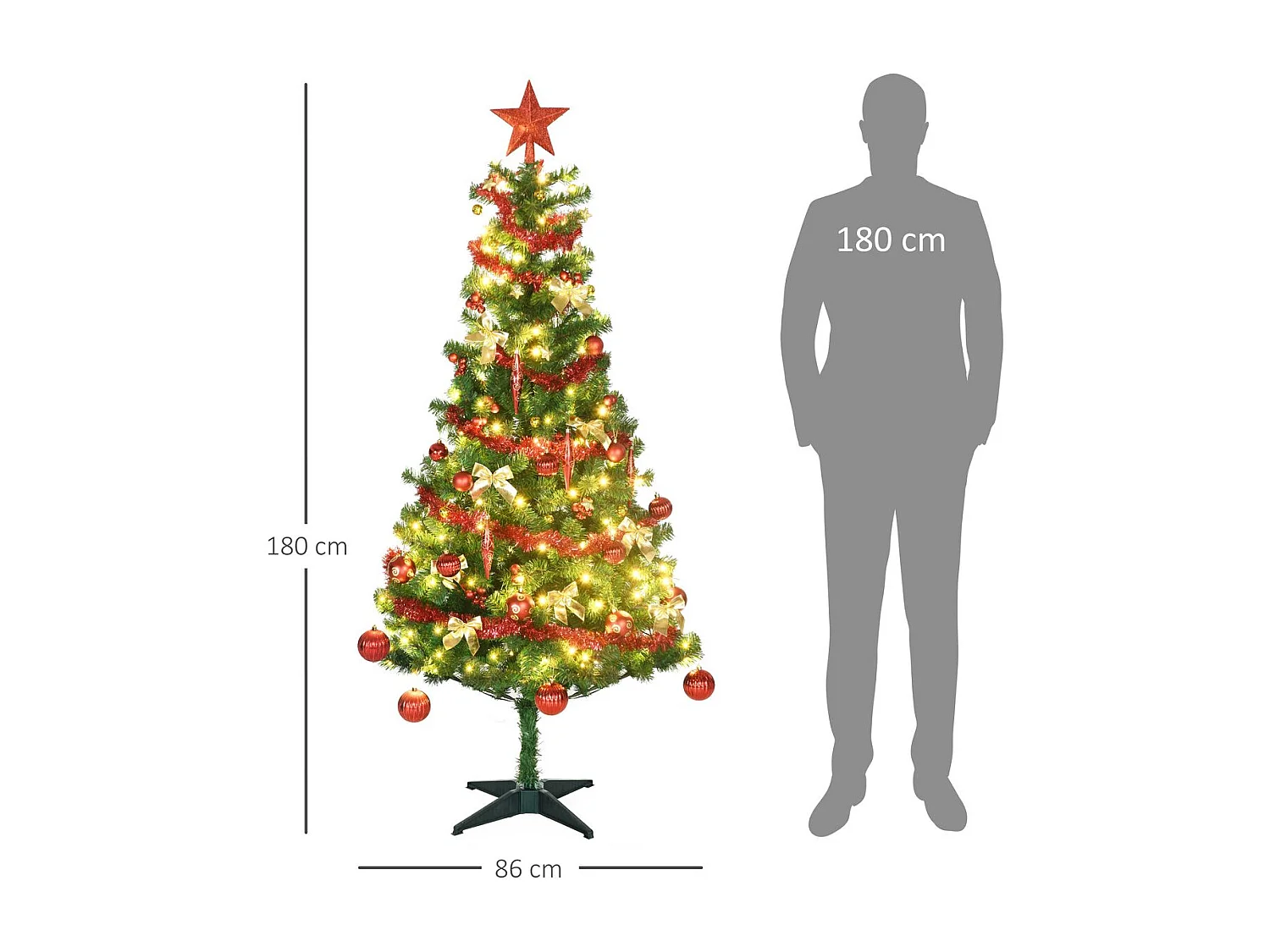 Árbol de navidad verde 86x86x180 cm HOMCOM